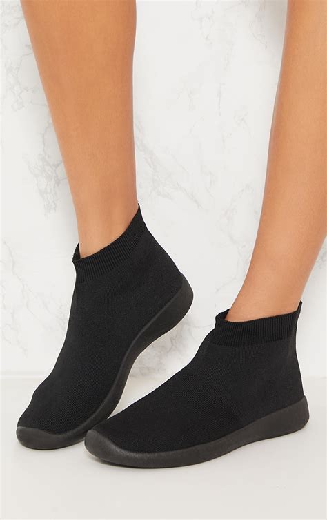 Black Stretch Knit Sock Sneakers 